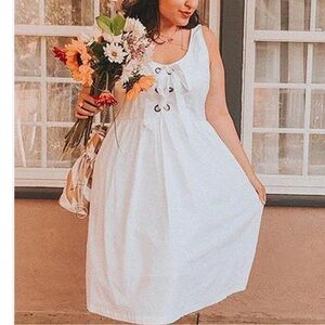 Who What Wear White Sleeveless Dress with Front Tie